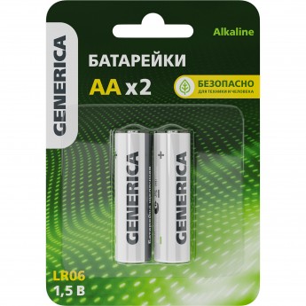 Батарейка щелочная IEK Alkaline LR06/AA (2шт/блистер) GENERICA