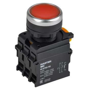 Кнопка с подсветкой IEK MASTER MI-BT60-11D-3-12-K04 d=22мм 1NO+1NC красная