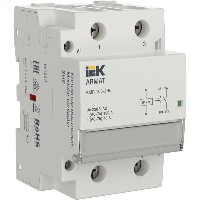 Контактор модульный IEK ARMAT KMR 100А 230В AC 2НО AR-KMR10-100-20-230 Контактор модульный IEK ARMAT KMR 100А 230В AC 2НО AR-KMR10-100-20-230