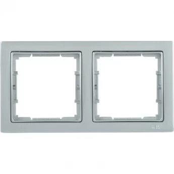 Рамка 2-местная квадратная IEK РУ-2-БС BOLERO Q1 серебряный - EMB22-K23-Q1