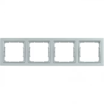Рамка 4-местная квадратная IEK РУ-4-БС BOLERO Q1 серебряный - EMB42-K23-Q1