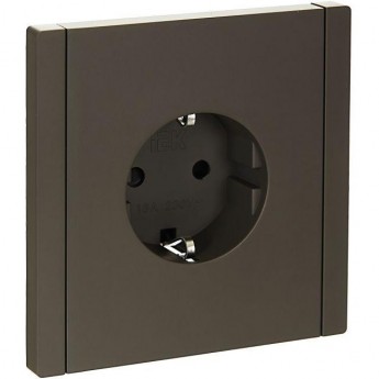 Розетка IEK FORTEPIANO с заземлением, с защитными шторками, безвинтовое крепление, 16А FP313 серый FP-R14-16-1-K03
