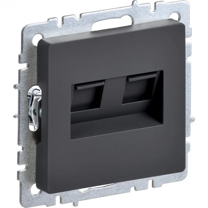 Розетка компьютерная двойная IEK BRITE RJ45 кат.5E РК10-2-БрГ графит BR-K20-1-K53 Розетка компьютерная двойная IEK BRITE RJ45 кат.5E РК10-2-БрГ графит BR-K20-1-K53
