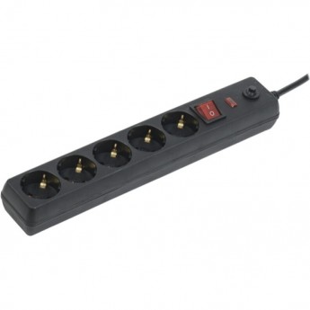 Сетевой фильтр IEK СФ-05К-выкл. 5 мест 2Р+PЕ/5метров 3х1мм2 16А черный - WFP10-16-05-05-ZK-K02